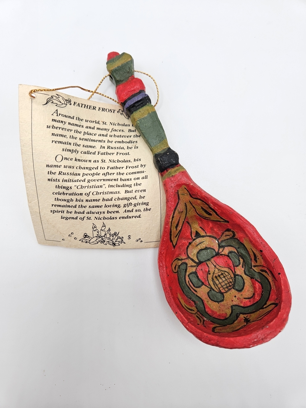 VINTAGE House of Hatten Father Frost Collection Wooden Spoon Wood Ornament 1991
